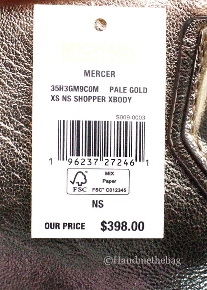 Michael Kors Mercer XS Pale Gold North South Crossbody Bag